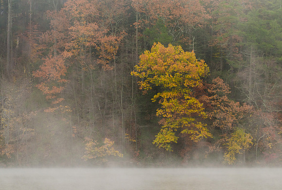 Foggy morning of Autumn, Lake Zoar, Southbury Connecticut