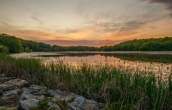 Sunset over Long Meadow Pond, Middlebury, Connecticut