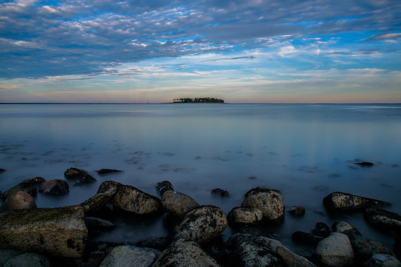 Long Exposure Seascape of Charles Island at Silver Sands State Park