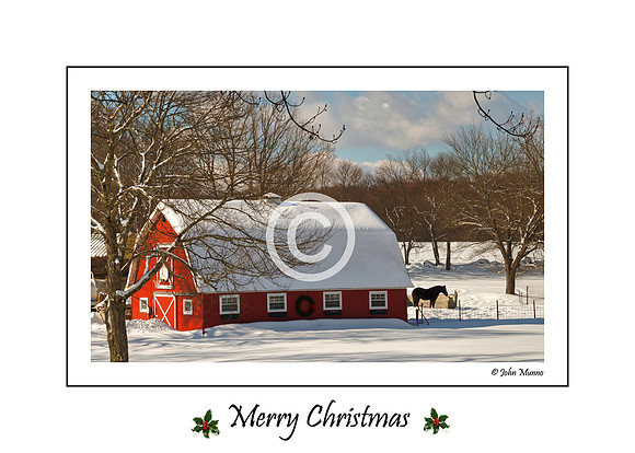 Horse and Barn Christmas Card