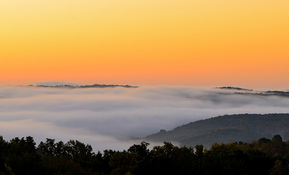 Sunrise  and valley clouds over Southbury Connecticut